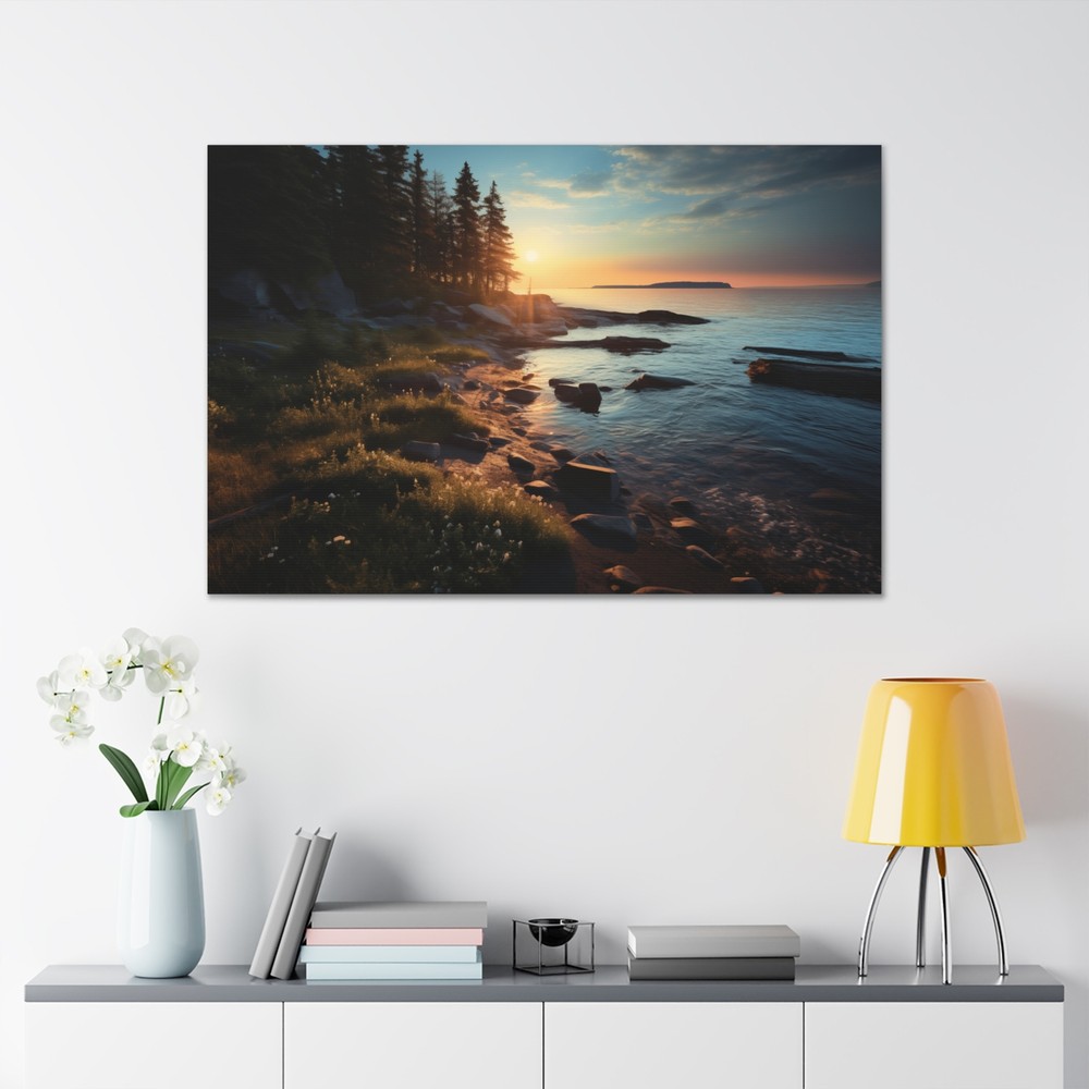 Acadia National Park 3 Sunset Maine Canvas Gallery Wrap Waves Tide Coastal Art-image