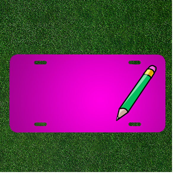 Custom Personalized Green Pencil Eraser Car License Plate with Names  