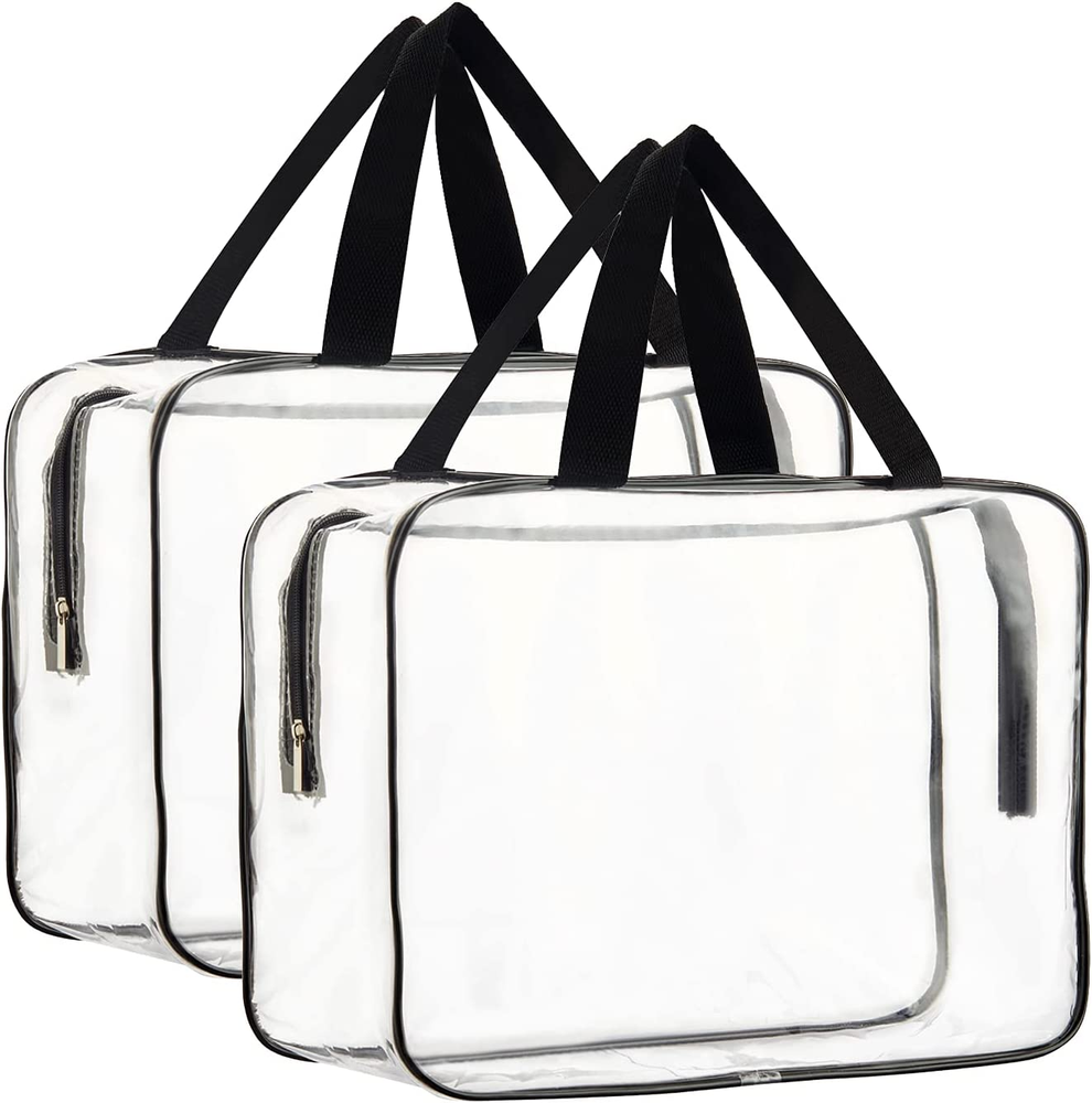 Large 2-Piece Clear Waterproof Makeup Organizer Tote Bags