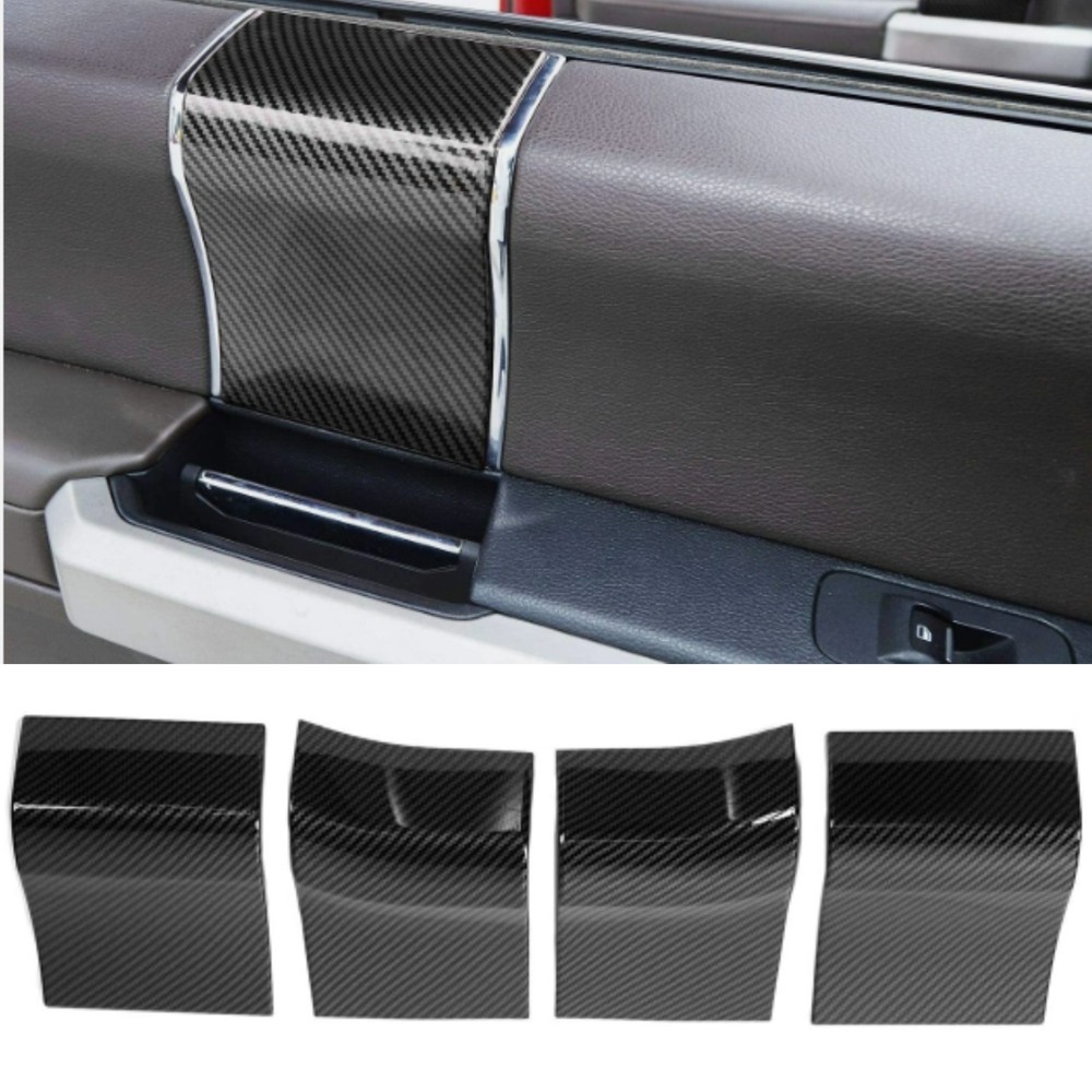 Interior Door Handles Panel Top Cover Trim For 2015-2020 Ford F-150 Carbon Style