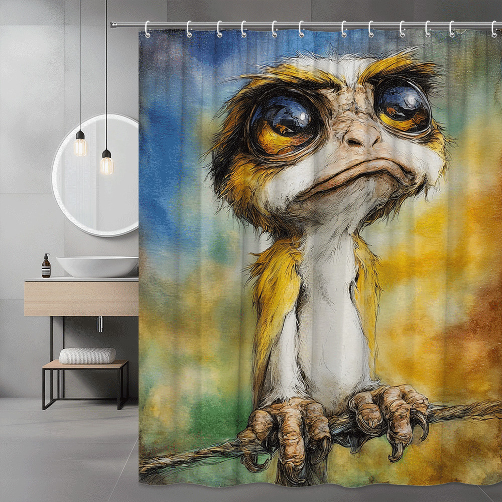 Ostrich Shower Curtain Bird Portrait Printed Artwork