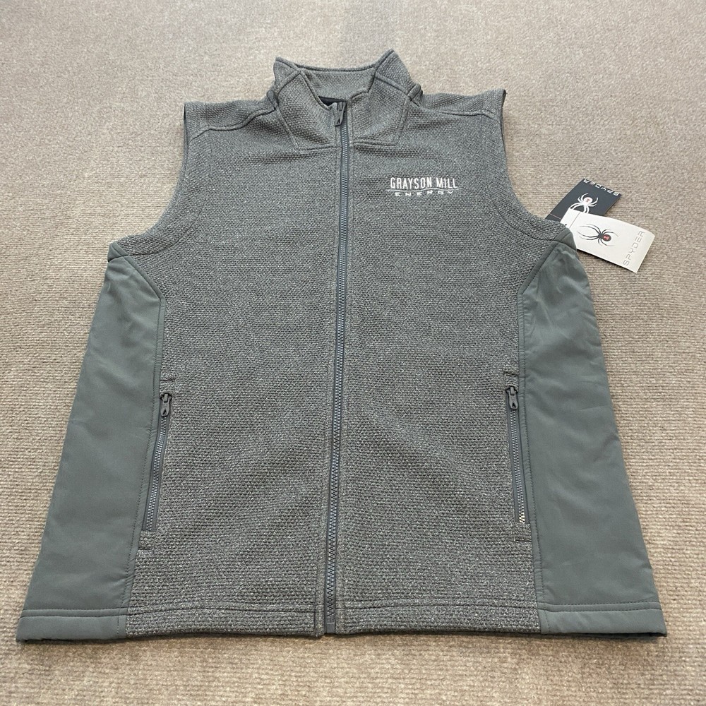 Spyder Vest Men's M Full Zip Pillow Tech Gray Insulated Stretch 3rd Party Logo