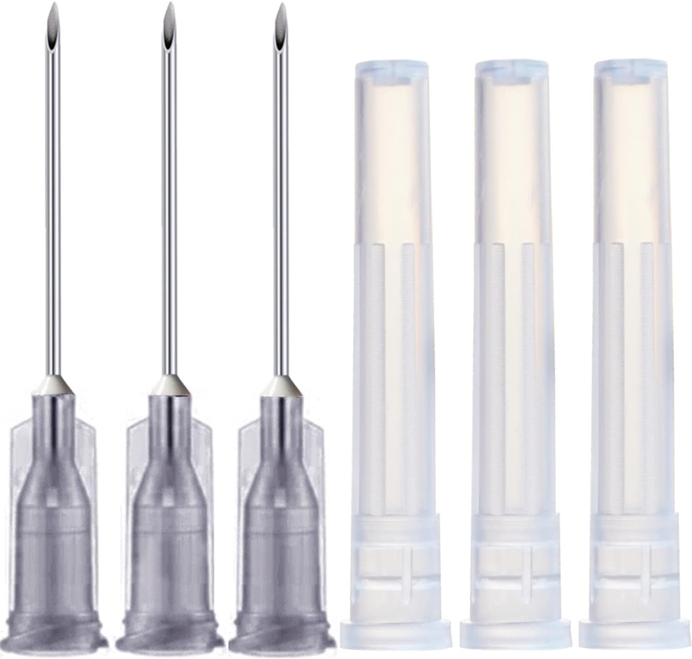 100 Pack 22Ga 1 Inch Sterile Disposable Injection Needle with Cap for Scientific
