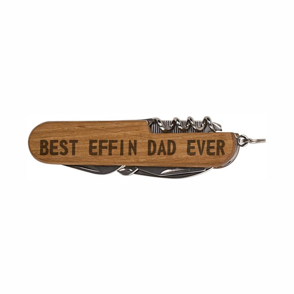 Funny Dad Gifts Best Effin Dad Ever Laser Engraved Wooden 8-Function Multi-Tool