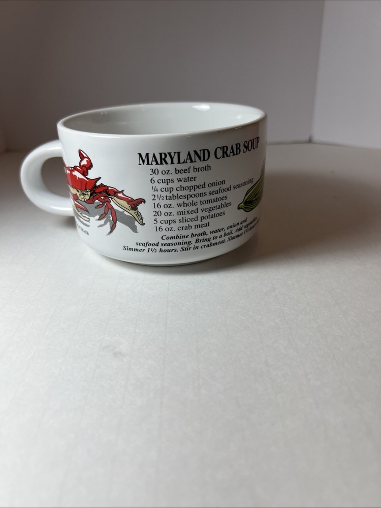 Vintage Traub Maryland Crab Soup Recipe Mug Bowl Seafood Chowder Cup