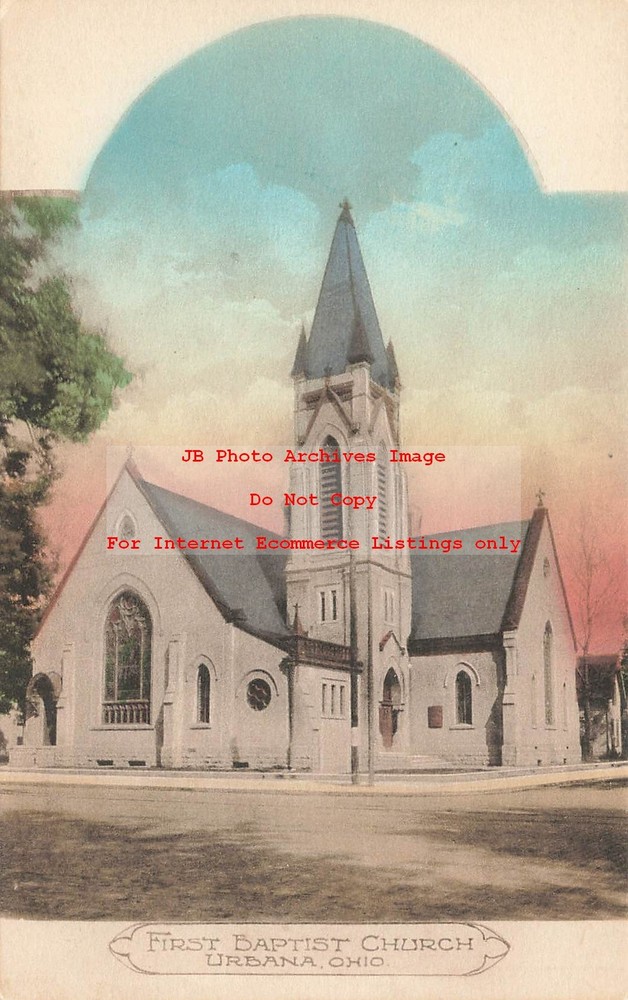 OH, Urbana, Ohio, First Baptist Church, Exterior View, Albertype
