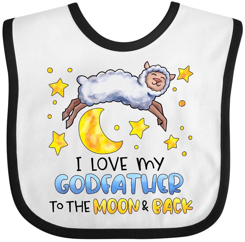 Inktastic I Love My Godfather To The Moon And Back Cute Sheep Baby Bib Godchild