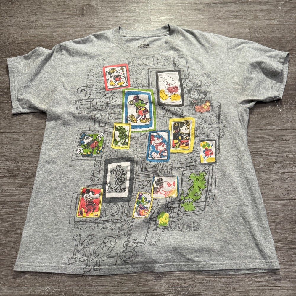 Vintage Disney Mickey Mouse Shirt Adult Large Gray Graphic Tee Y2K Disneyland