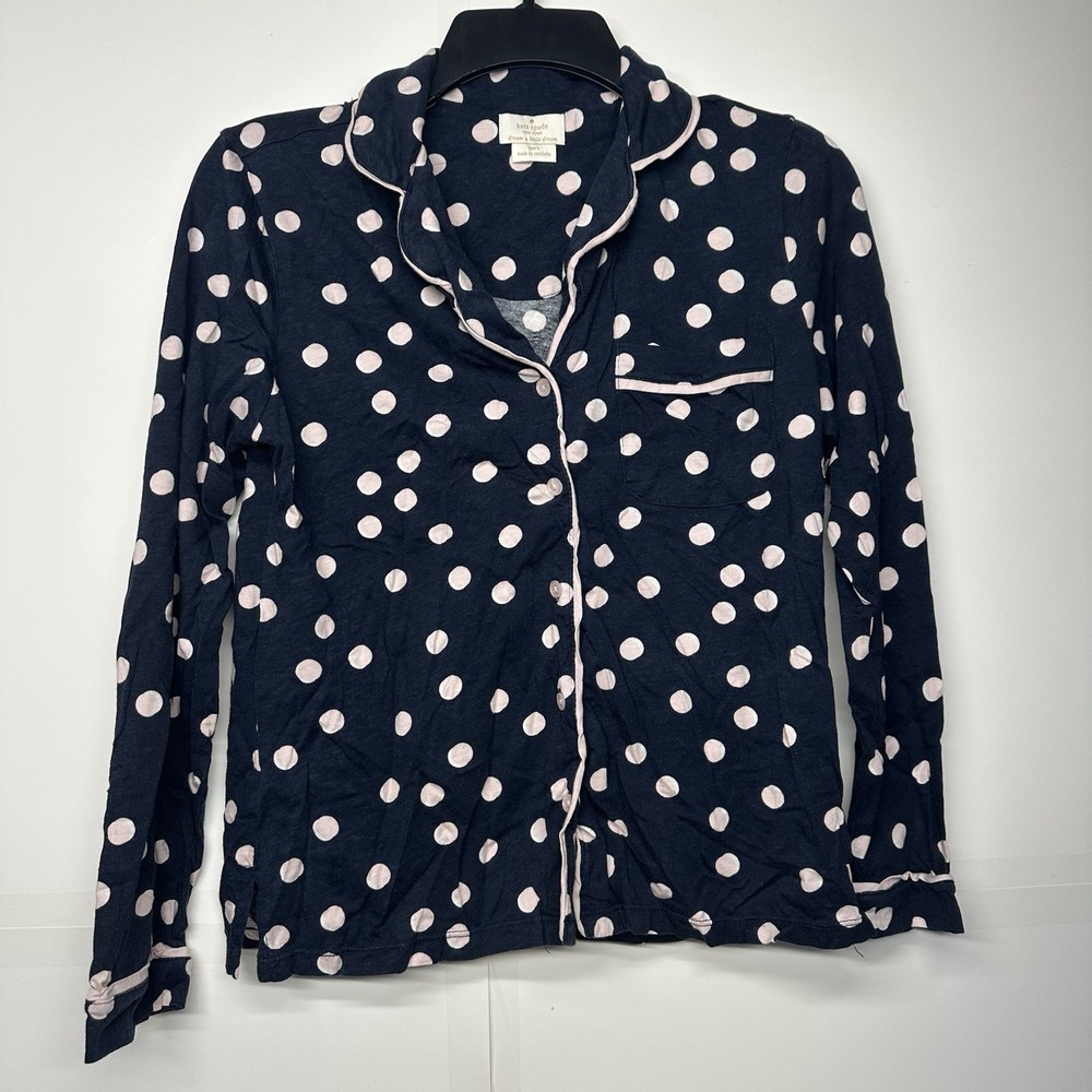 Kate Spade New York Women's Small  (s) Polka Dot Long Sleeve Button Pajama Top