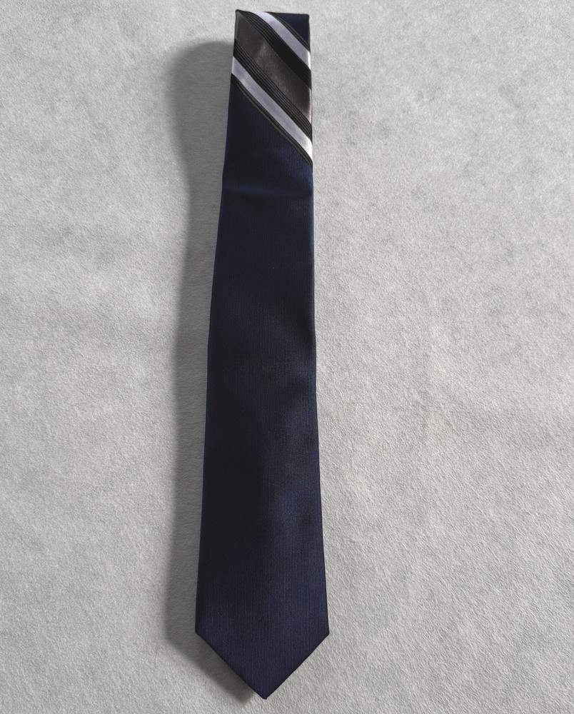 The Tie Bar Blue / Gray / White / Black Silk Narrow Tie 2.75”x59”