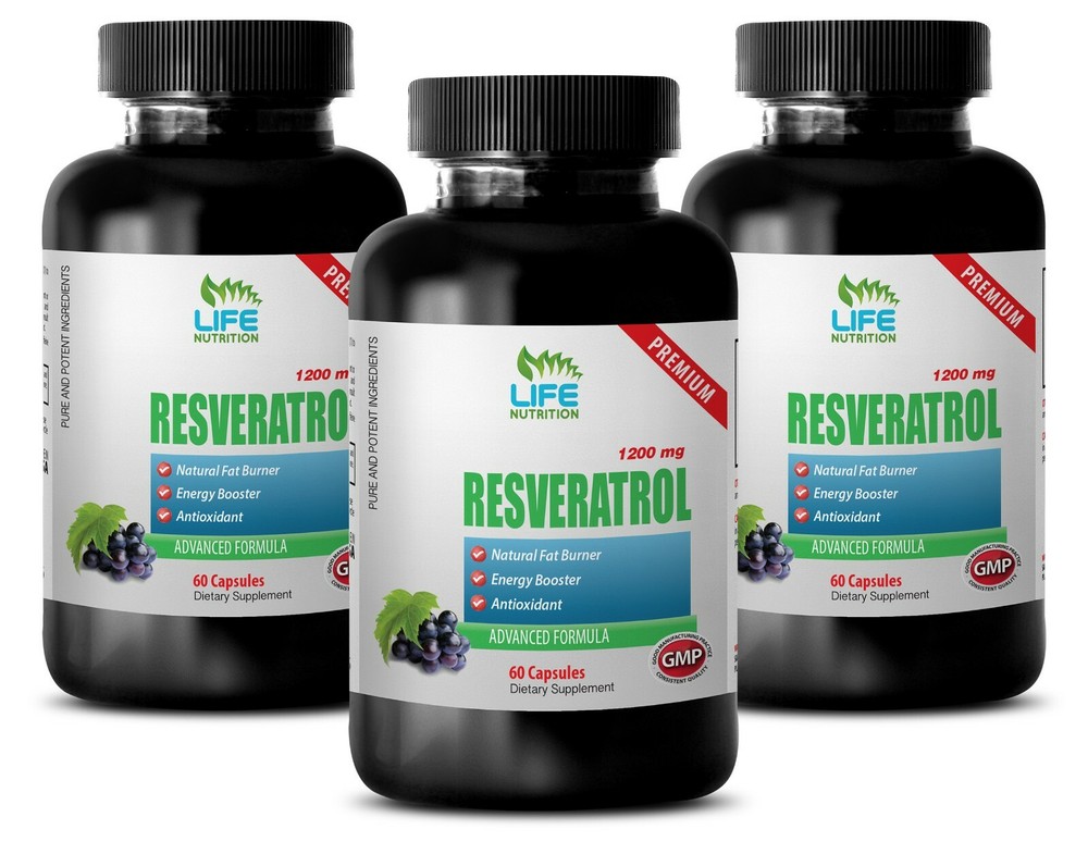Pure Resveratrol Extract - Resveratrol Supreme 1200 (3 Bottle 180 Cap)