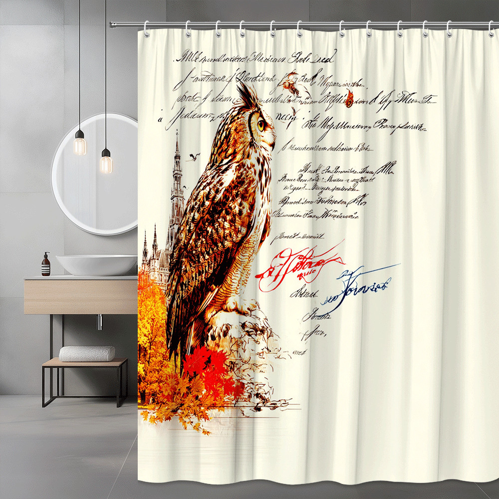 Owl Autumn Leaves Shower Curtain Graphic Print