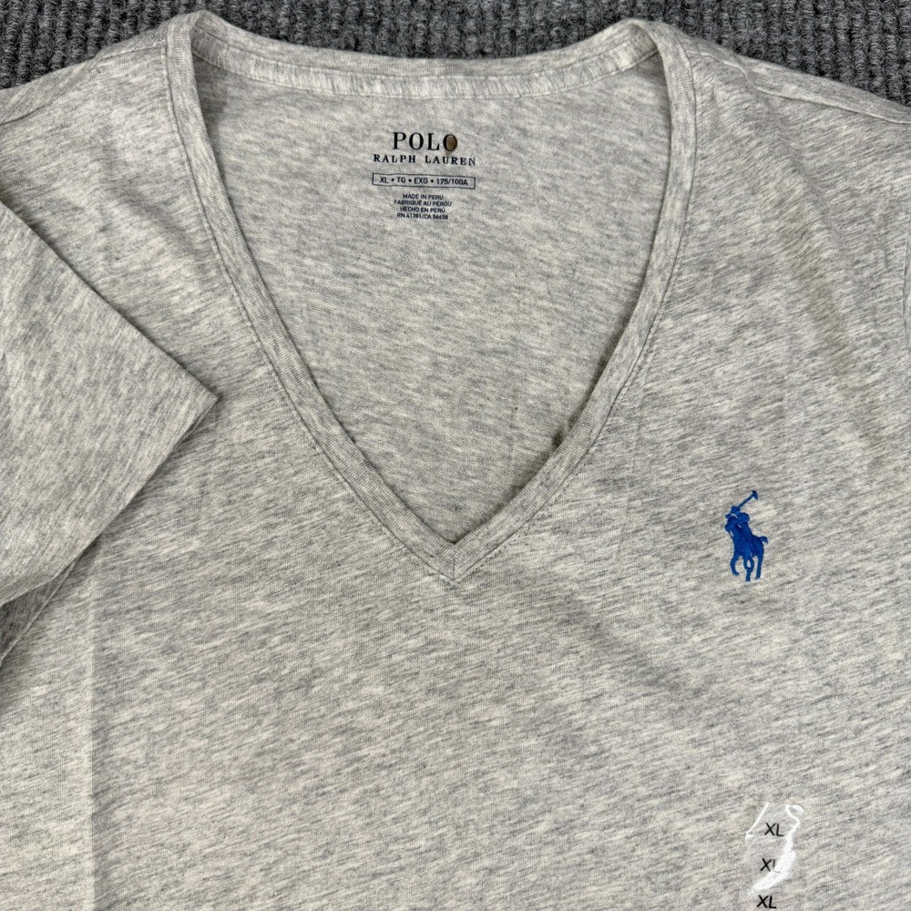 New Polo Ralph Lauren Womens XL Gray V-Neck T-Shirt Pony Cotton Jersey