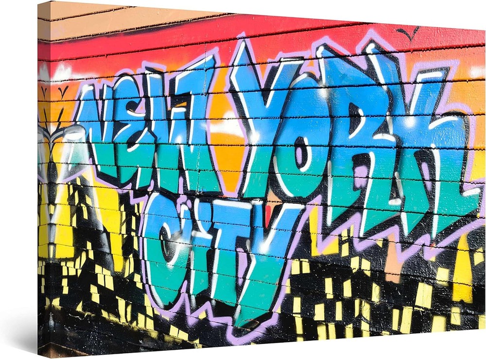 Graffiti New York Abstract 90x60cm Framed Premium Quality Wall Art Print-image