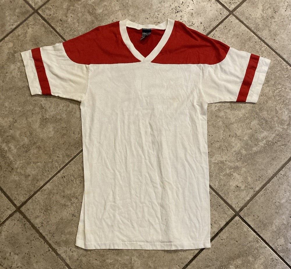 Vintage T Shirt Jersey Style Red & White Size Large