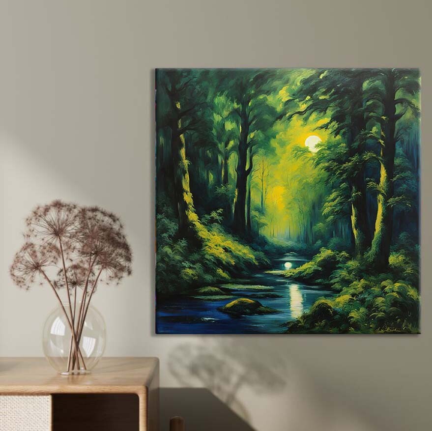 Yellow Moon Light Forest Limited Edition High Quality Home Decor Australian Made