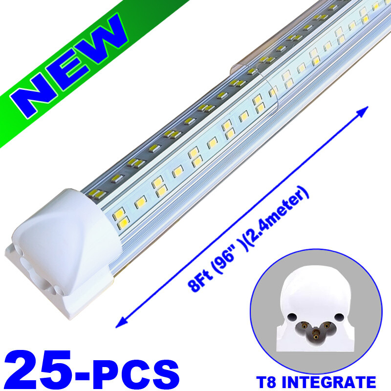 25/Pack 8Ft LED Shop Light Linkable Ceiling Tube Fixture 144W Daylight 6500K