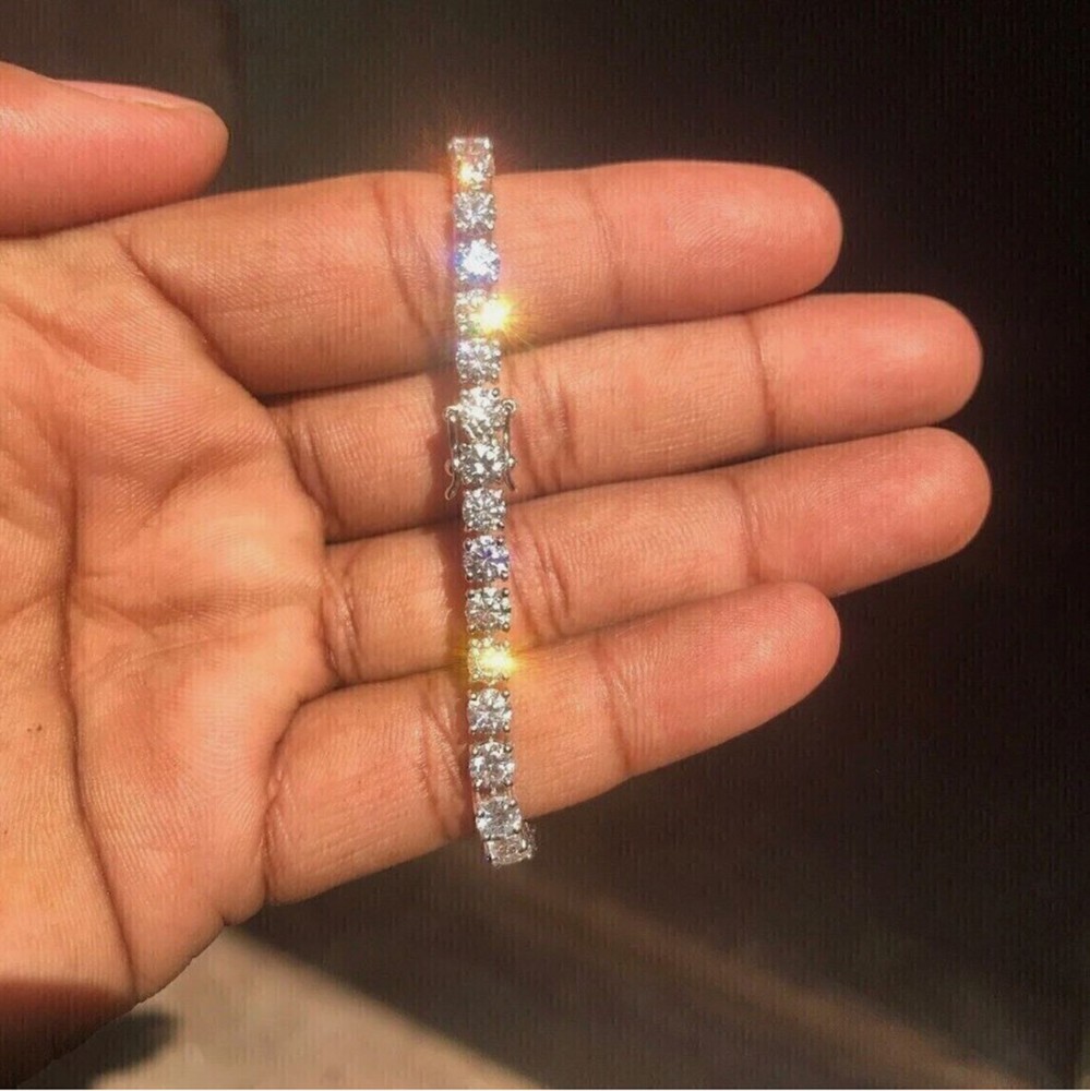 Sparkling 7 Ct Round Diamond Certified Tennis Bracelet 14k White Gold Plated