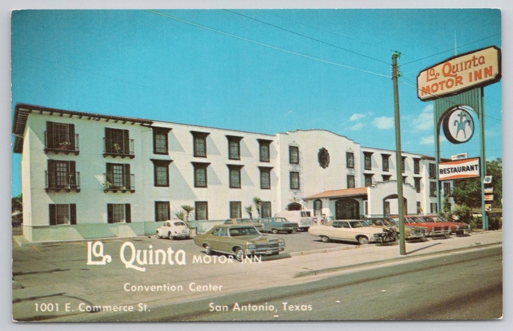 La Quinta Motor Inn San Antonio Texas Vintage Postcard Dexter Press 1960s Chrome