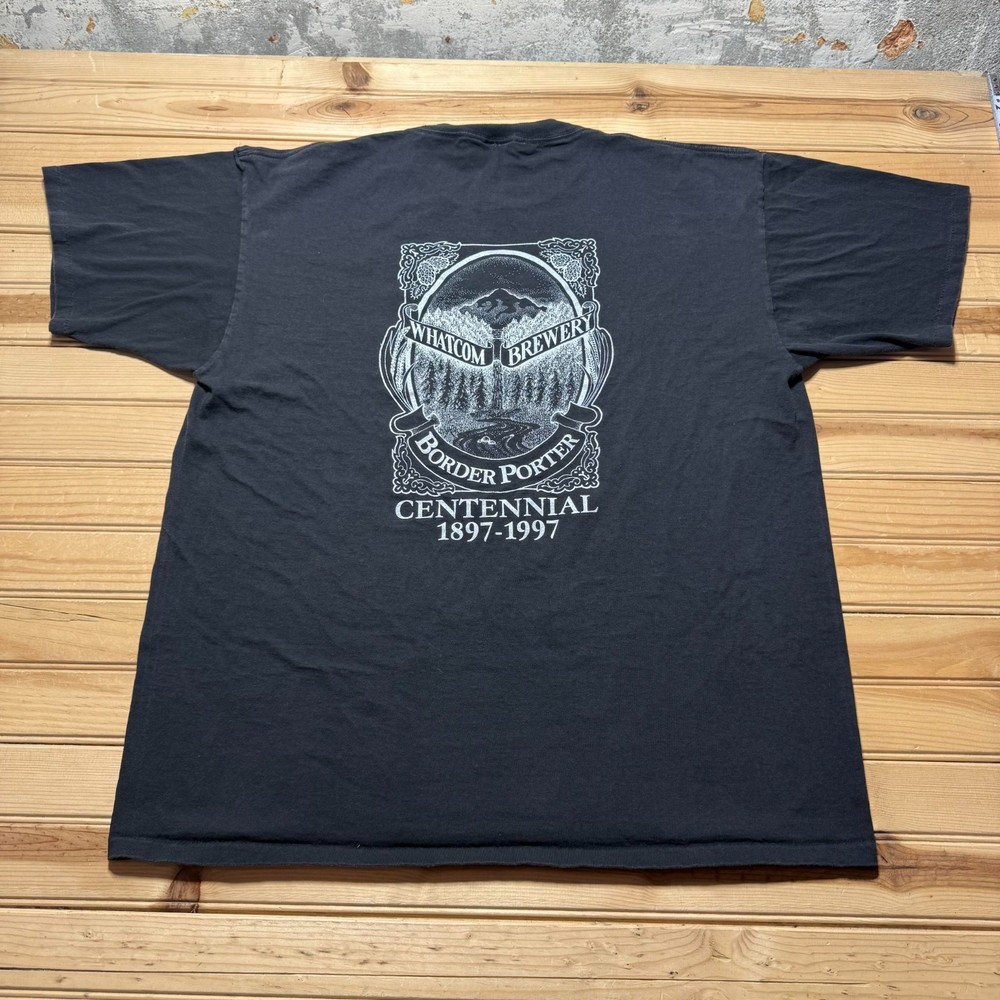 Vintage 1997 Whatcom Brewery Border Porter Centennial T-Shirt USA Made - Size XL