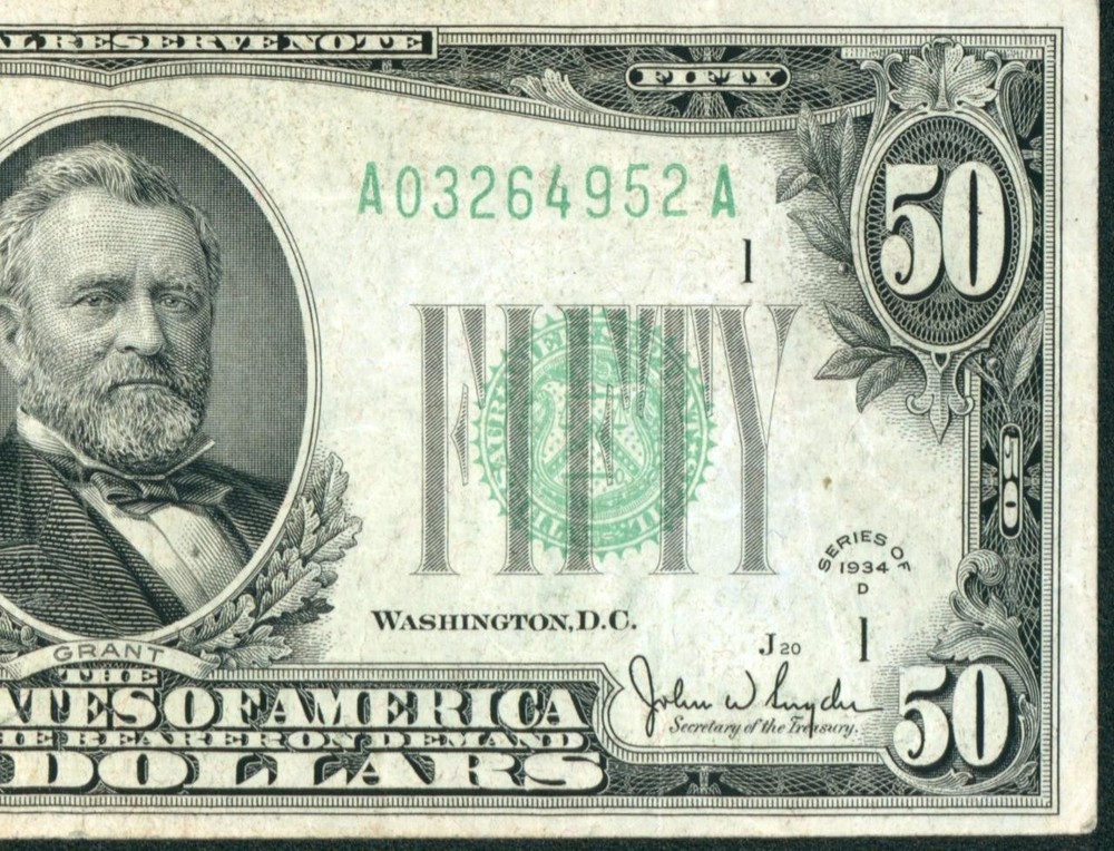 $50 1934 Federal Reserve Note ** DAILY CURRENCY AUCTIONS