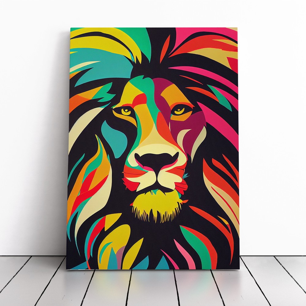 Lion Pop Art Vol.1 Canvas Wall Art Print Framed Picture Home Decor Living Room