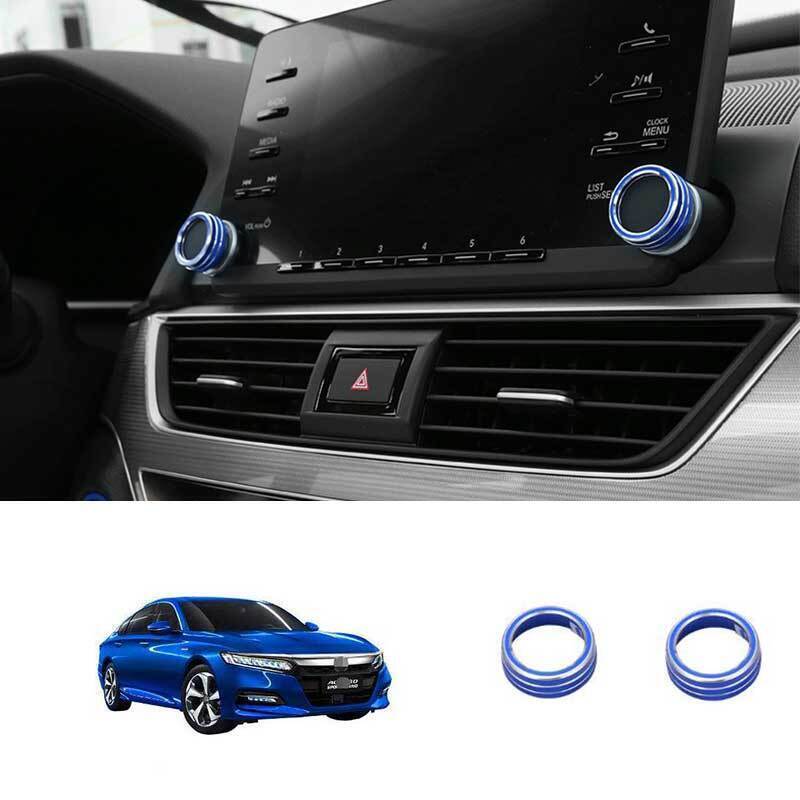 For Honda Accord 2018-2022 Blue Aluminum Car Volume Switch Button Ring Trim 2X