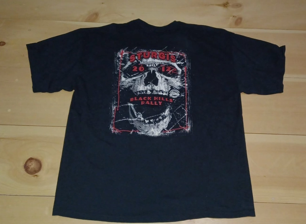 Sturgis Shirt Men 2XL Black Hills Rally 2012 Crew Neck Biker Skulls Motorcycle