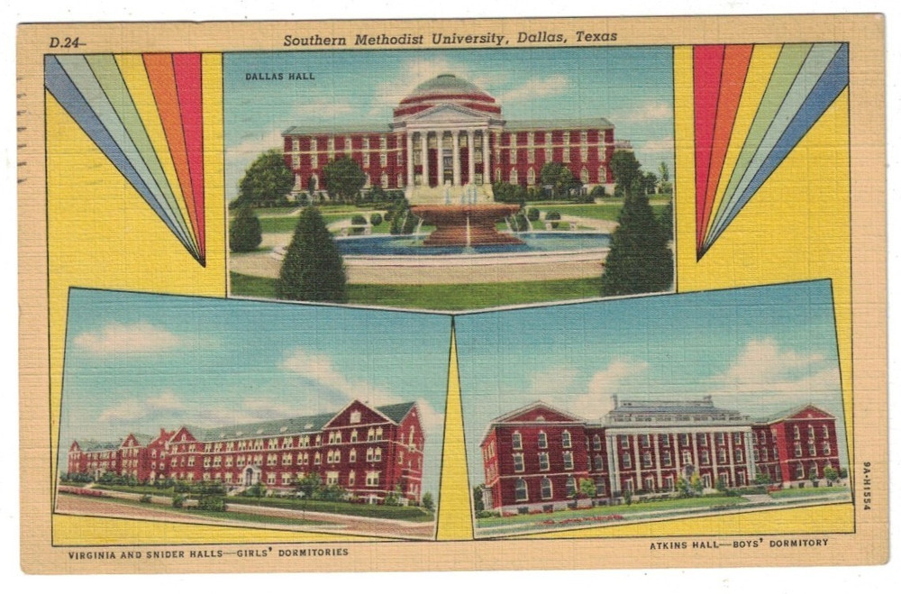 Antique 1941 Southern Methodist University Dallas Texas Multi-View Postcard