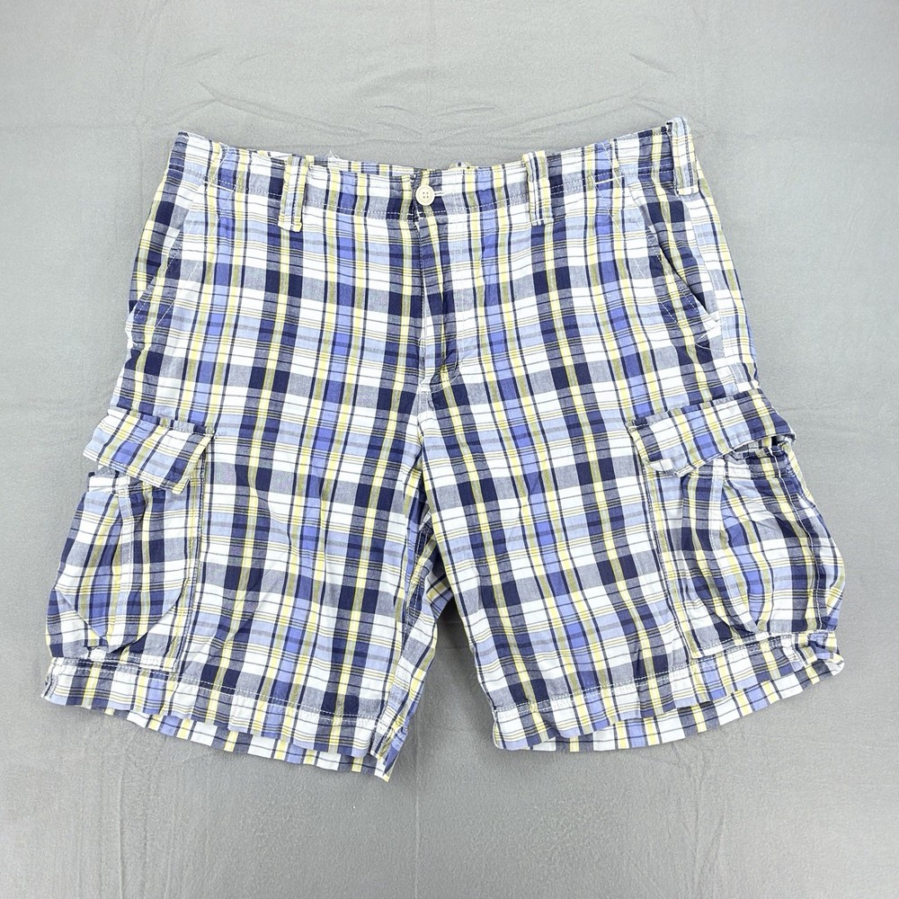 Polo Jeans Co Ralph Lauren Shorts Mens 38 Actual 40 Plaid Cargo Pockets Casual