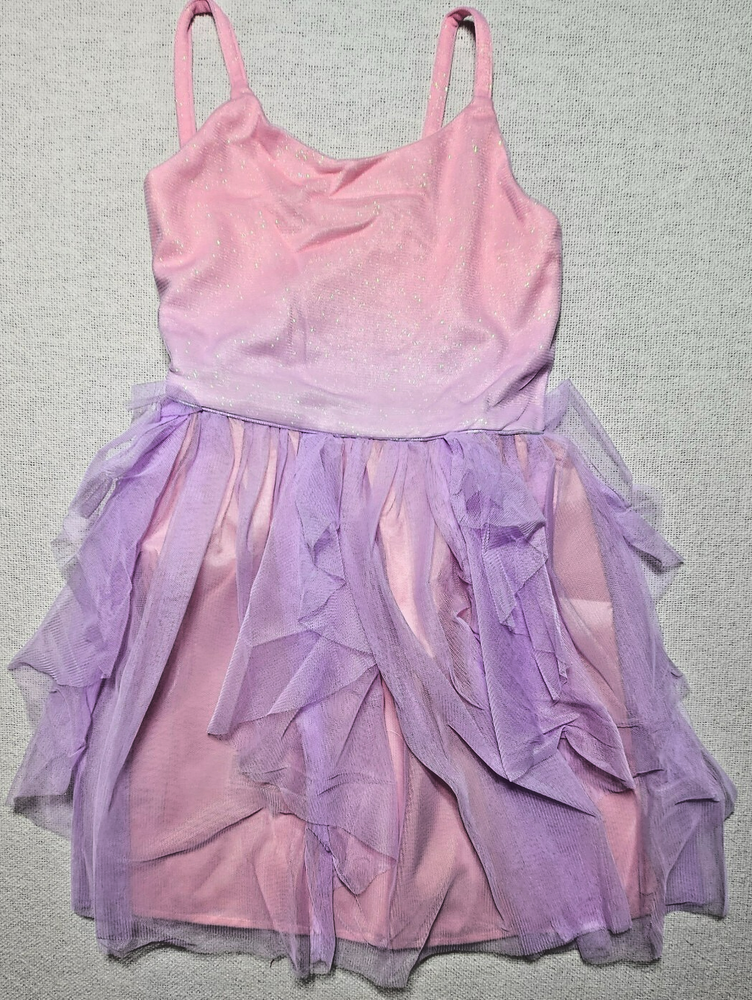 Girls Cat & Jack Princess Pink & Purple Glitter Dress Girl's Large Plus 10/12