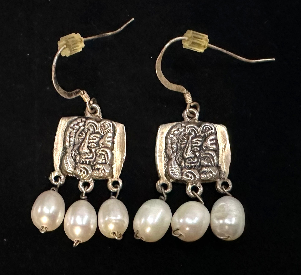 Vtg Costume Silver Tone Unique Dangle Pierced Earrings Jewelry Lot I