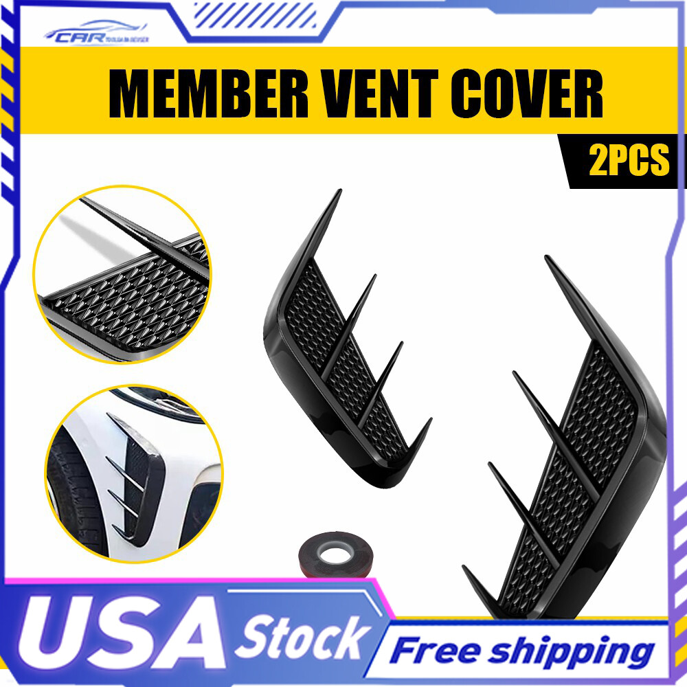 Universal Gloss Black Soft Rear Sport Bumper Wing Side Member Vent Cover Trim