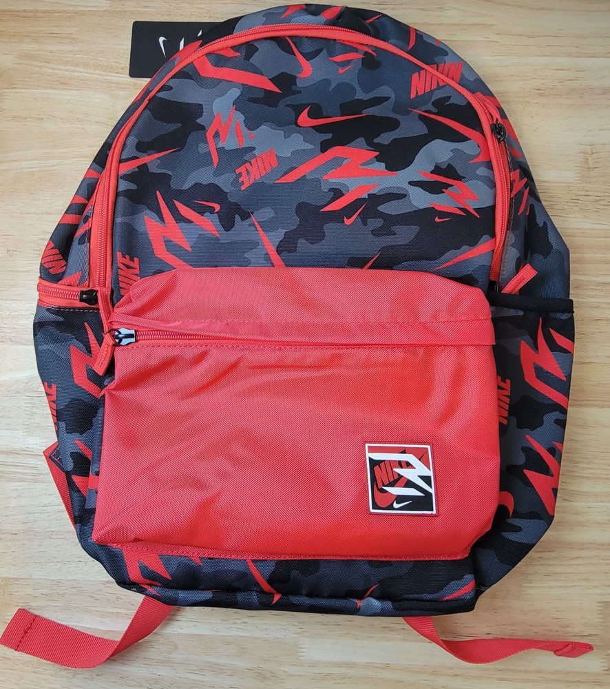 Nike Kids Backpack with 15 Inch Laptop Sleeve Red Gray Camo Russell Wilson Edition