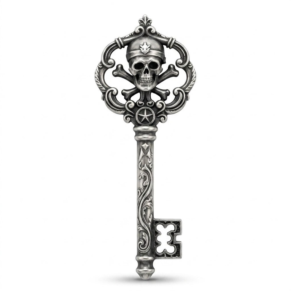 Skeleton Key 1 oz Gold Spartan 999+ Pure Silver Statue – Luxury Collectible Gift