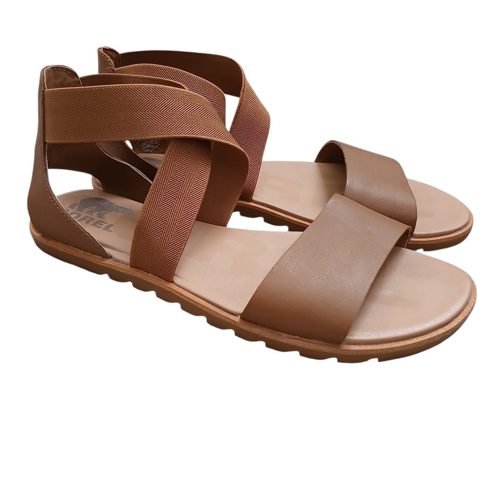 Sorel Ella II Sandals Women’s 9.5 Tan Leather Elastic Strappy Classic Boho