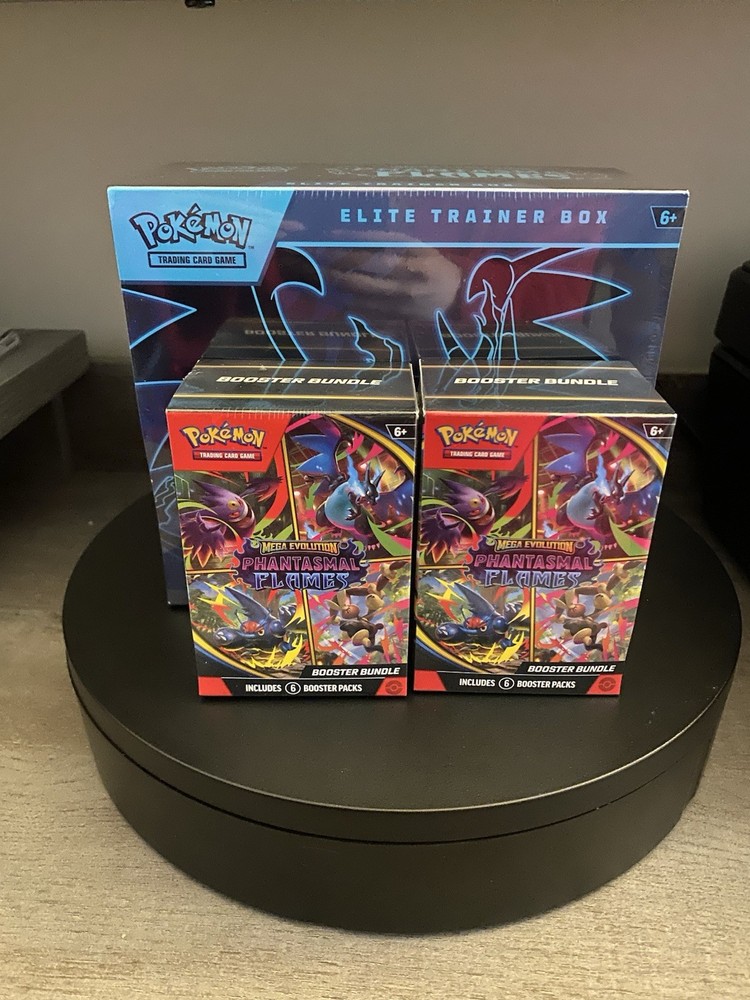 Pokemon Mega Evolution Phantasmal Flames ETB and 2 Bundles Lot