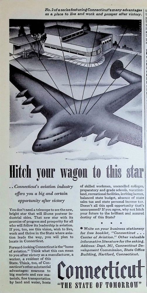 Original 1943 Vintage Print Ad: Connecticut 