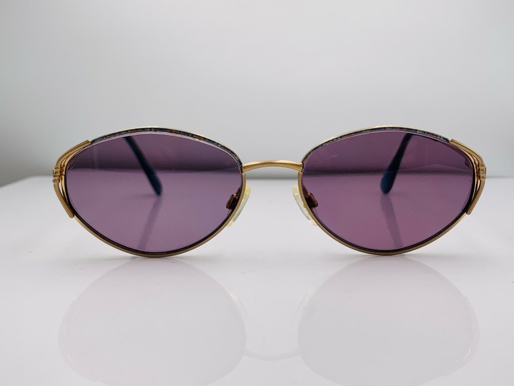 Vintage Altair 1035 Blue Gold Metal Oval Sunglass Frames Made in France