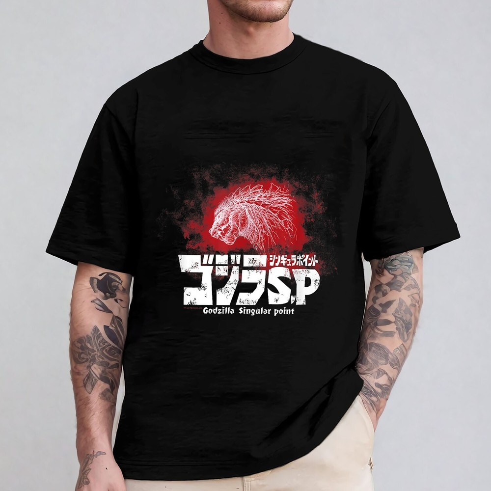 Godzilla Singular Point Graphic Pencil Art T-Shirt for Adults and Kids