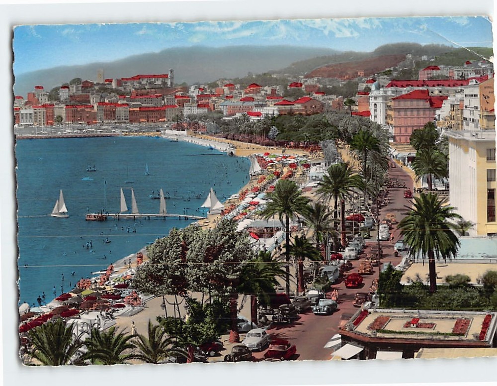 Postcard Aerial View Promenade de la Croisette in Cannes France