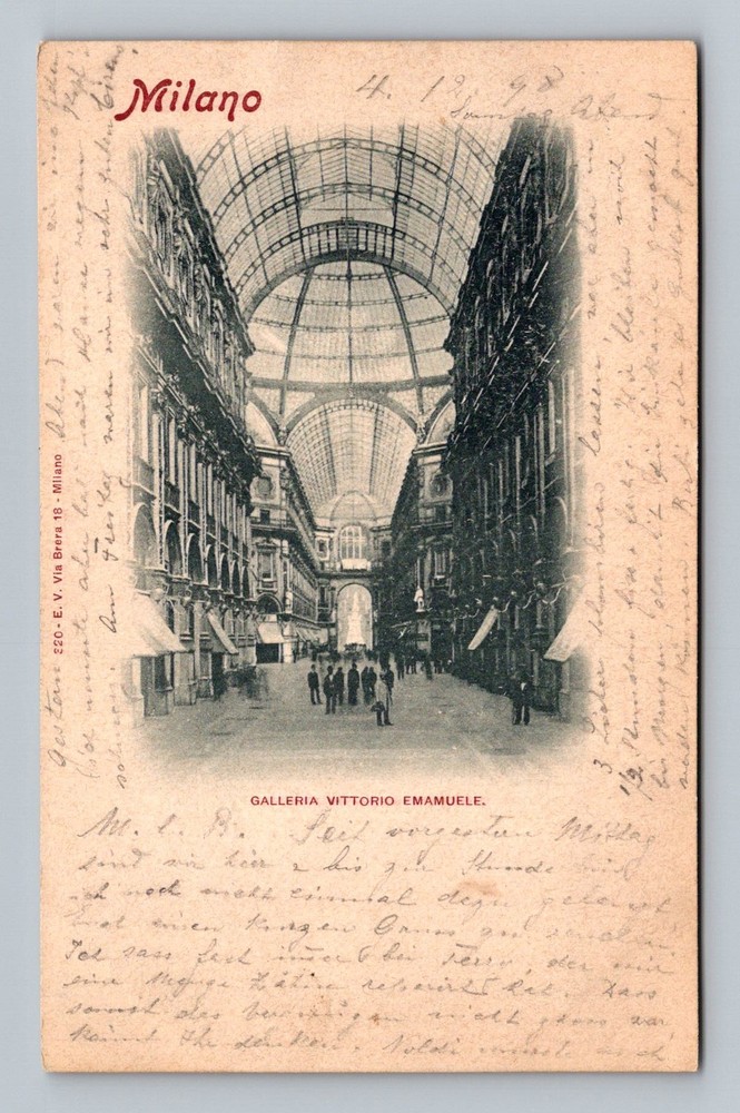 Italy- Milano Vittorio Emanuele Gallery Souvenir Old Card PC Vintage Postcard