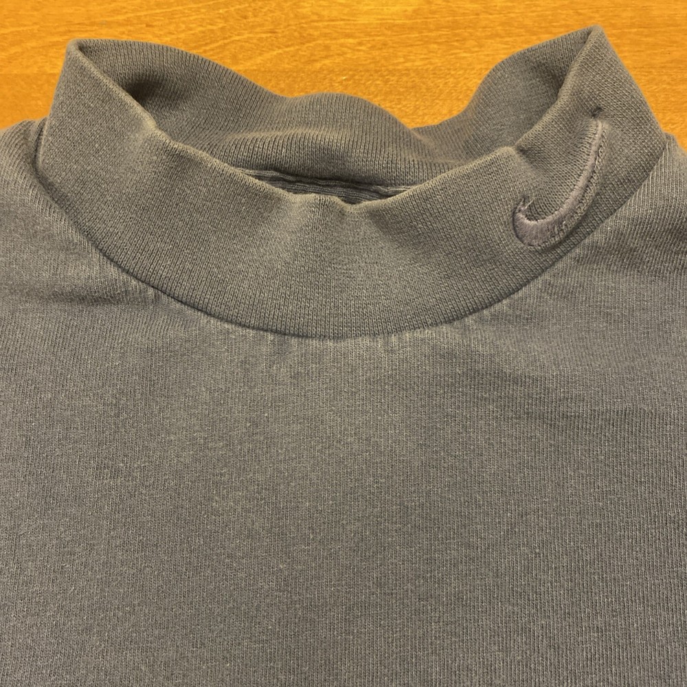 Vintage Nike Mock Neck Long Sleeve Shirt Size Large Made In USA Faded Blue