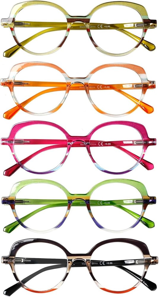 5 Pack Blue Light Blocking Reading Glasses for Women with Spring Hinge