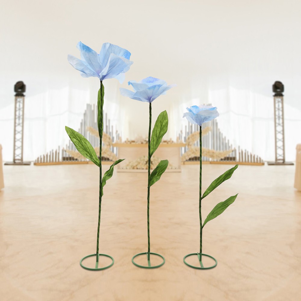 3PC Blue Large Artificial Flower For Fake Bouquet Wedding Home Party Decoration