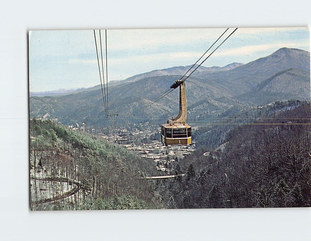 Postcard Panoramic View Of Gatlinburg & Aerial Tramway Station Tennessee