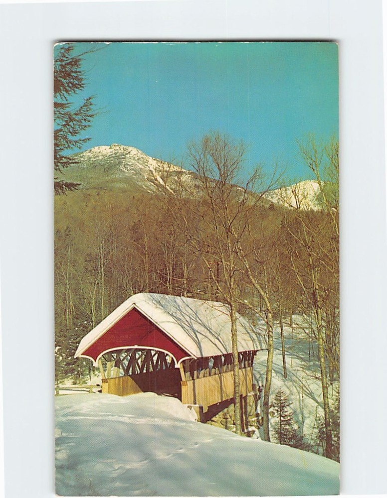 Postcard Flume Bridge and Mt. Liberty Franconia Notch New Hampshire USA