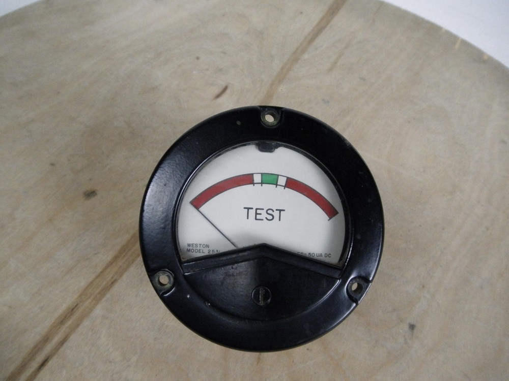 Vintage Weston Model 2531 Analog Panel Meter TEST Gauge FS 50 uA DC Round 3-Hole