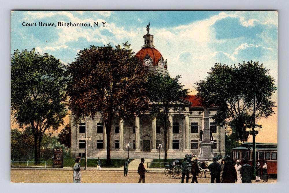 Binghamton NY-New York, Court House, Antique Vintage Souvenir Postcard