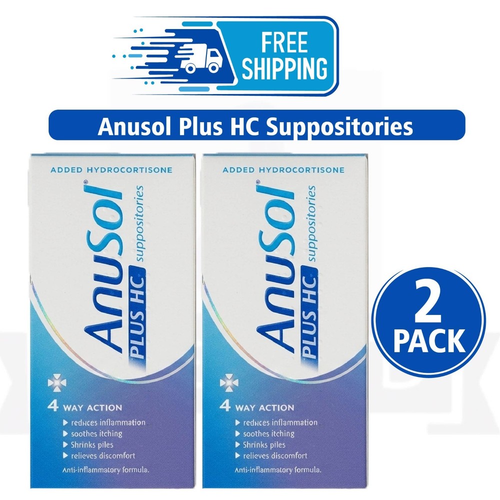 2X Anusol Soothing Relief Plus HC 12 Suppositories 4 WAY ACTION (EXP - 05/2028)